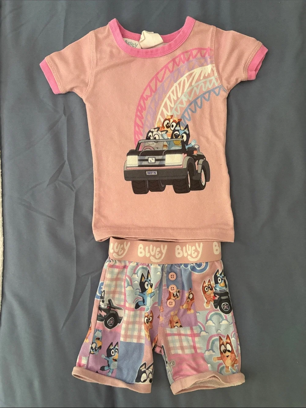 Cotton On Pink Bluey Rainbow Short Sleeve Pajama Set